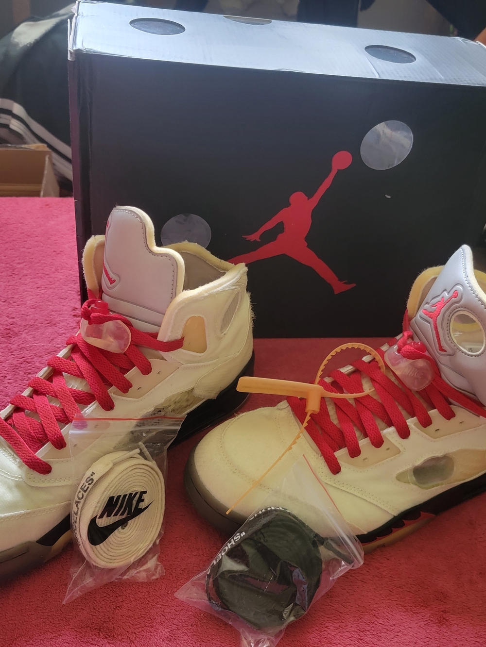 Air Jordan Retro Sneakers in Cream & Red